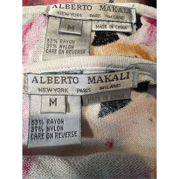 Vintage 80s Alberto Makali Women’s Medium Black Floral 2 Piece Outfit Set Blouse - Picture 12 of 12